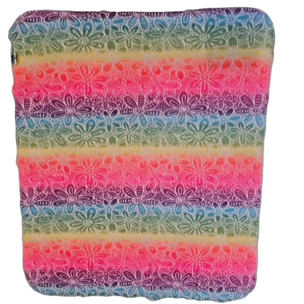 The Linus Project Rainbow Flower Butterfly Fleece Baby Blanket‎ Ombre Pink Blue